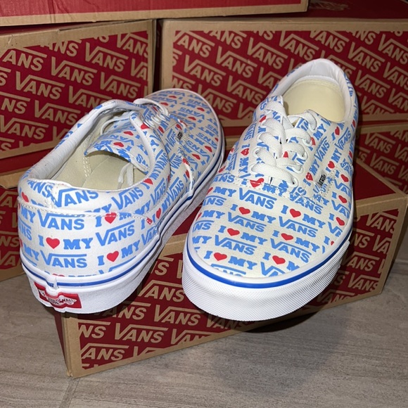 🔥 Vans Era I Heart Vans White & Blue Skate Shoes 🔥 - Picture 7 of 9